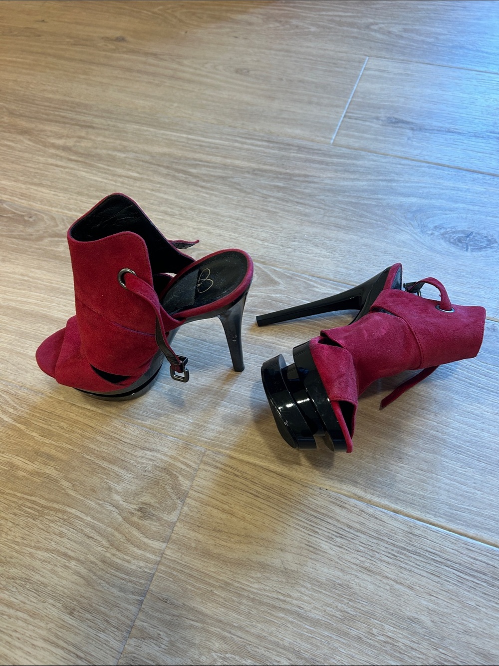 Jessica Simpson Black & Red Stiletto Platform Heels